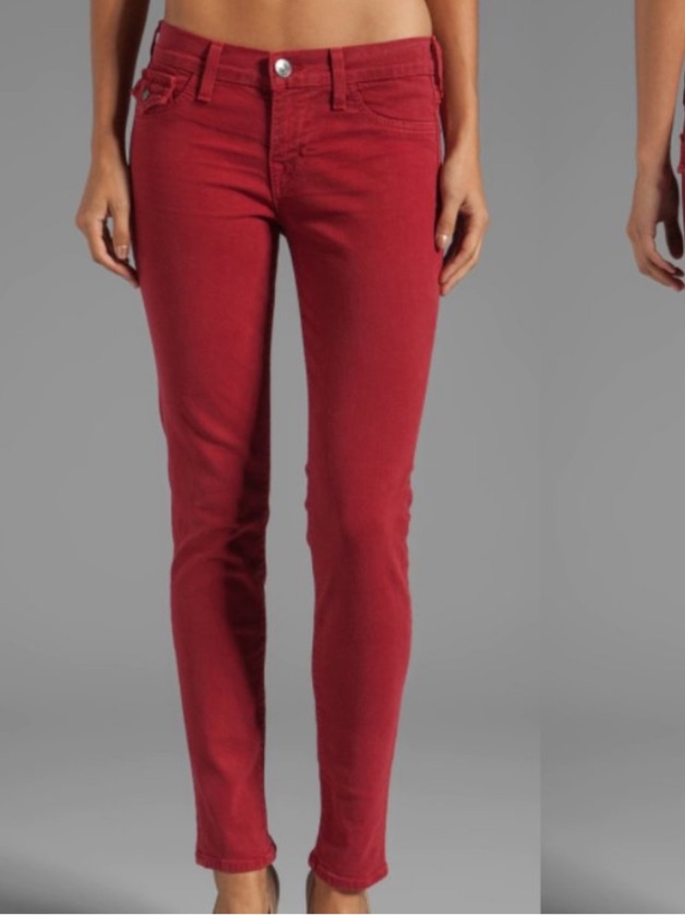 True religion red super skinny straight jeans denim pants size 33